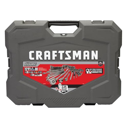 CRAFTSMAN OVERDRIVE 121-Piece Gunmetal Chrome Mechanics Tool Set, Standard SAE/Metric Socket Set, with Hard Case (CMMT99121L)
