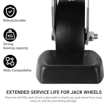 AR-PRO Jack Wheel Chock Stabilizer - Heavy Duty Rubber Travel Trailer Jack Caster Wheel Dock 6" Single Wheel Stopper for Boat RV Trailers and Caravans