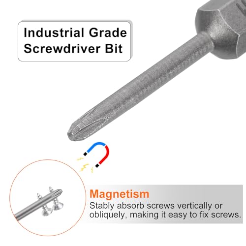 HARFINGTON 5pcs #1 Phillips Screwdriver Bit PH1 1/4" Hex Shank 2" (50mm) Long Magnetic S2 Steel Industrial Grade Screw Driver Bit Cross Head Electric Drill Bits 0.098" (2.5mm) Rod - size: PH1 x 50mm x 2.5mm