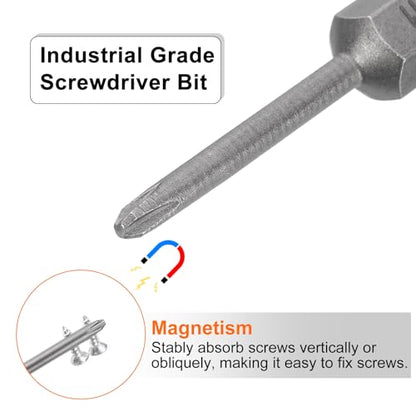HARFINGTON 5pcs #1 Phillips Screwdriver Bit PH1 1/4" Hex Shank 2" (50mm) Long Magnetic S2 Steel Industrial Grade Screw Driver Bit Cross Head Electric Drill Bits 0.098" (2.5mm) Rod - size: PH1 x 50mm x 2.5mm