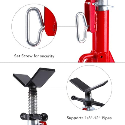 Towallmark Pipe Stands for Welding 28" - 52" Height Adjustable Pipe Stands | Heavy Duty Carbon Steel V Head Pipe Stand 2500lb Load Capacity, 1/8"-12" Capacity Foldble for Pipe Cutting Frame Fabrication