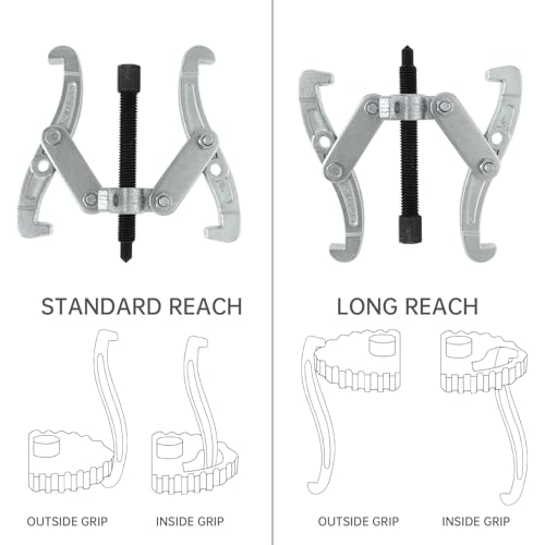 ChgImposs 4 Inch 3-Jaw Gear Puller, 2 Jaw 3 Jaw Puller for Pulley Gears Bearings and Flywheels, Heavy Duty Pulley Puller with Reversible Jaws, High Carbon Steel Removal Tool Bearing Puller Tool - size: 4 Inch
