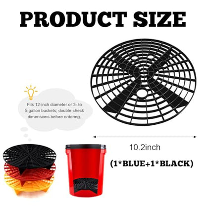 Yourkar 2 PCS Car Wash Bucket Inserts, Plastic Vehicle Wash Bucket Insert Detail Grit Trap, Auto Wash Dirt Collectors Fits 12 Inch Diameter Bucket, Universal Car Accessories (Black+Blue, 2PCS) - color: Black+blue, 2pcs