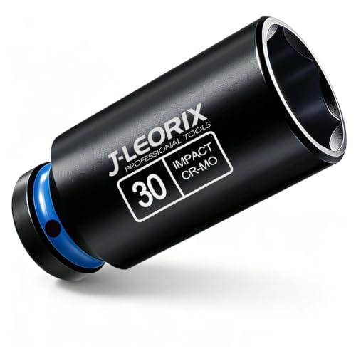 30mm Deep Impact Socket 1/2" Drive CR-MO Steel 6-Point | CR-MO steel impact socket set. 1/2" drive, 6-point design. Deep reach for lug nuts & axle nuts. - size: 30mm