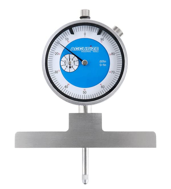 Accusize 0-22 in Dial Depth Gauge with Small-Hole Points, P103-0189 | 6 Connectable Rods, 0.0001 in Resolution, 4 in Base, 0-1 in Travel Indicator - size: 0-22" Dialing