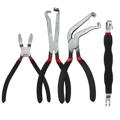 4PCS Electrical Disconnect Pliers, Electrical Connector Separator | Auto Pliers, Hose Clam, Terminal Removal, Fuel Line Disconnect, Diagonal Cutting Pliers, ‌Electrical Plug Pliers‌ Tool‌ Kit - size: 4Pcs（Black）