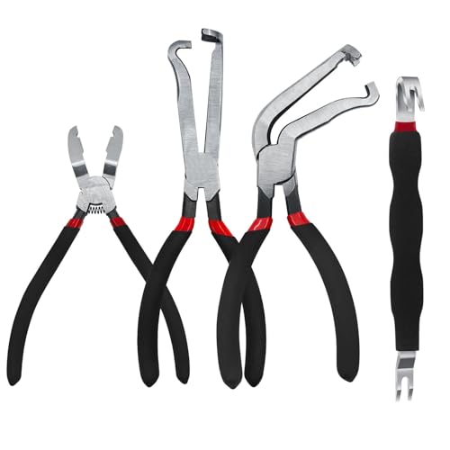 4PCS Electrical Disconnect Pliers, Electrical Connector Separator | Auto Pliers, Hose Clam, Terminal Removal, Fuel Line Disconnect, Diagonal Cutting Pliers, ‌Electrical Plug Pliers‌ Tool‌ Kit - size: 4Pcs（Black）