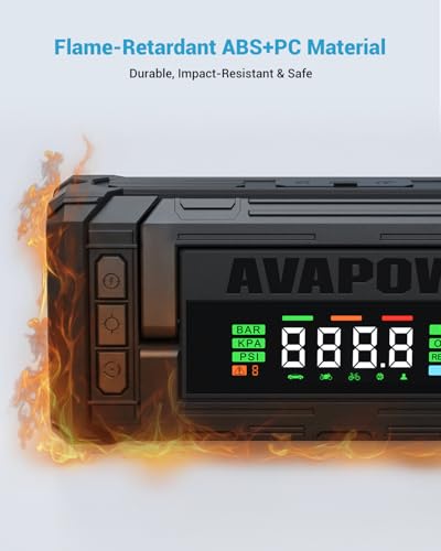 AVAPOW Jump Starter with Air Compressor, 8000A 150PSI Car Battery Jump Starter Portable with 4" HD Display 12V Jump Box & Battery Booster (8L Gas/8L Diesel) with Auto-Shutoff Tire Inflator - color: 8000A