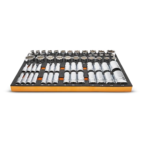 GEARWRENCH 60 Piece 1/2” Drive Master SAE Socket Set in Foam Storage Tray - GWMSSKT12SAE - size: One Size, style: 1/2" Chrome Sockets