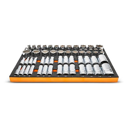GEARWRENCH 60 Piece 1/2” Drive Master SAE Socket Set in Foam Storage Tray - GWMSSKT12SAE - size: One Size, style: 1/2" Chrome Sockets