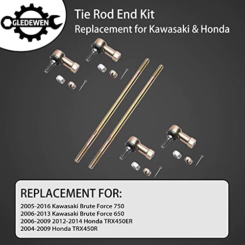 Tie Rod Ends Kit, Compatible With 2005-2016 Kawasaki Brute Force 750 | Fit for 06-13 Kawasaki Brute Force 650,06-14 Honda TRX450ER,04-09 Honda TRX450R Ball Joint ATV UTV Accessories - size: Kawasaki Honda