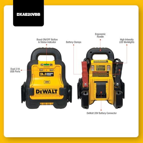 DEWALT DXAE20VBB Portable Battery Booster for Cars - style: Without Battery + Charger