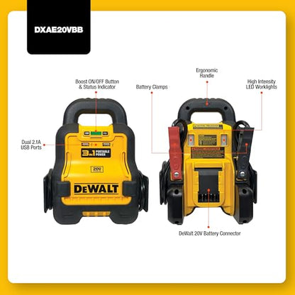 DEWALT DXAE20VBB Portable Battery Booster for Cars - style: Without Battery + Charger