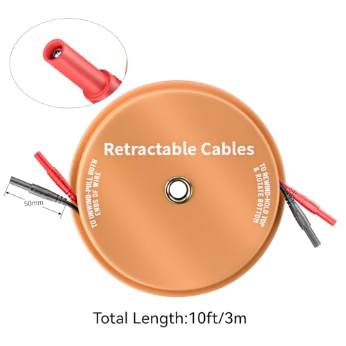 Goupchn 9PCS Multimeter Test Lead Kit 2 Wire 10ft 18AWG Retractable Wires | 4mm Banana Plugs, Heavy Duty Alligator Clips, Wire Piercing Probes Electrical Test Wires for Automotive, Electrical - size: 10ft/3m, style: Banana Plug Leads Kit