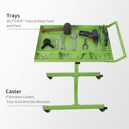 Rolling Tool Tray with Wheels,30×20 in Tear Down Work Table,220lbs Capacity Mechanics Rolling Work Table for Garage,Shop,DIY (Green) - size: Green