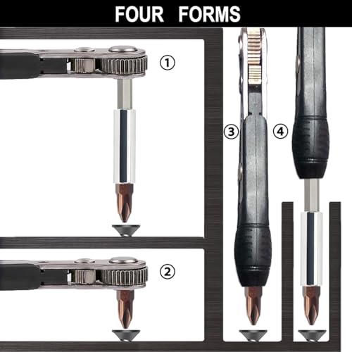 Mini Ratchet Screwdriver Set,Right Angle Screwdriver,Short Offset Screwdrivers with Phillips, Flat, Torx, Hex, Square,Pozidriv S2-Alloy Steel Bits (36-Teeth)