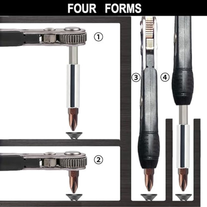 Mini Ratchet Screwdriver Set,Right Angle Screwdriver,Short Offset Screwdrivers with Phillips, Flat, Torx, Hex, Square,Pozidriv S2-Alloy Steel Bits (36-Teeth)