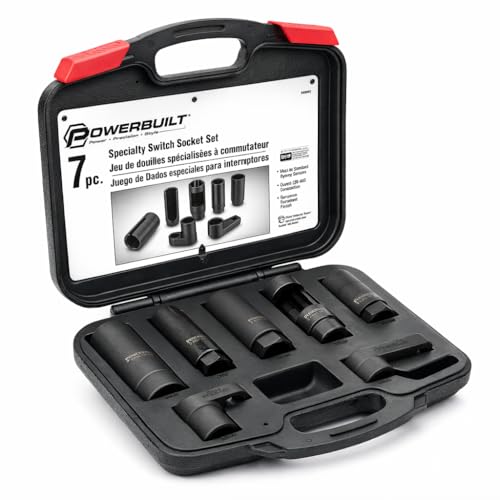 Powerbuilt 7-Piece Specialty Sensor and Switch Socket Set – Removes Oxygen Sensors, Oil Pressure Switches, Thermal Sensors, Includes Storage Case - 648992 - style: 7 Piece Oxygen Sensor Socket Set