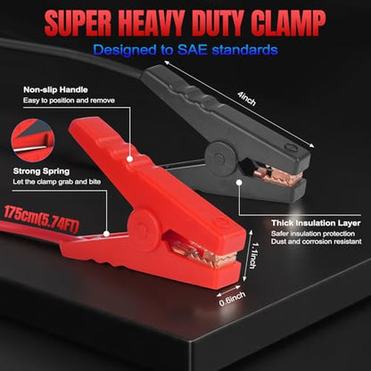 Milwaukee M18 18V Battery Jump Starter Cable Clamps- 8-AWG 5.74FT Automotive Booster Cables,Cable Power Tool Line for Most Cars
