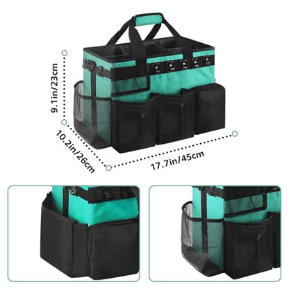 Boczif Cleaning Caddy Bag Wearable, Cleaning Caddy Supplies Organizer with Handle, Shoulder Straps & Detachable Divide, Cleaning Tool Organizers Tote Bag for Cleaners & Housekeepers (Green) - color: Green