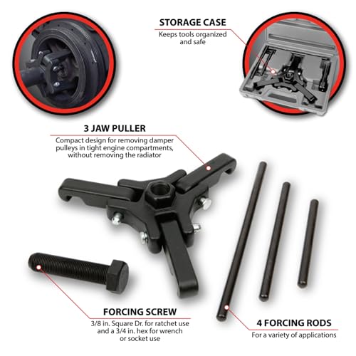Performance Tool W89712 Compact Harmonic Balancer Puller Kit for Efficient and Easy Engine Maintenance - style: Compact Harmonic Balancer Puller