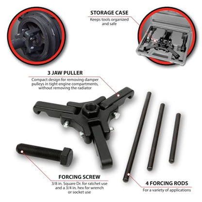 Performance Tool W89712 Compact Harmonic Balancer Puller Kit for Efficient and Easy Engine Maintenance - style: Compact Harmonic Balancer Puller