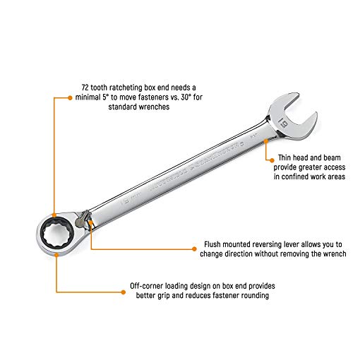 GEARWRENCH 8 Piece 72-Tooth 12 Point Reversible Ratcheting Combination SAE Wrench Set | 9533N - size: (Pack of 1)