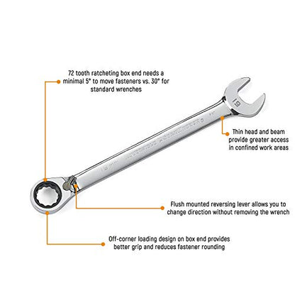 GEARWRENCH 8 Piece 72-Tooth 12 Point Reversible Ratcheting Combination SAE Wrench Set | 9533N - size: (Pack of 1)