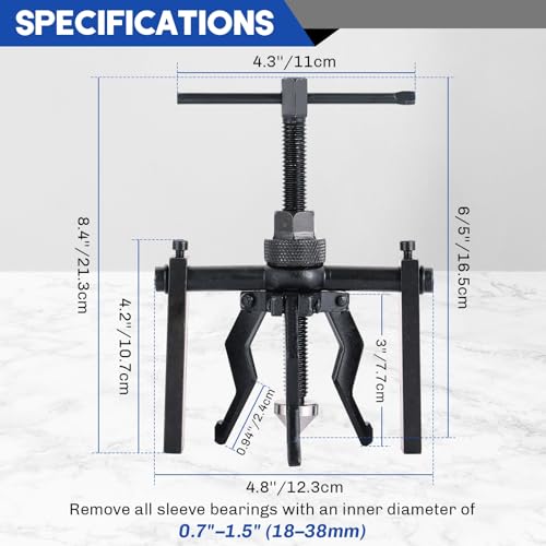 3 Jaw Inner Bearing Puller Set | Blind Bearing & Bushing Gear Extractor Kit Wheel Bearing Puller Kit, Pilot Gear Remover Tool for Motorcycle, Car & SUV