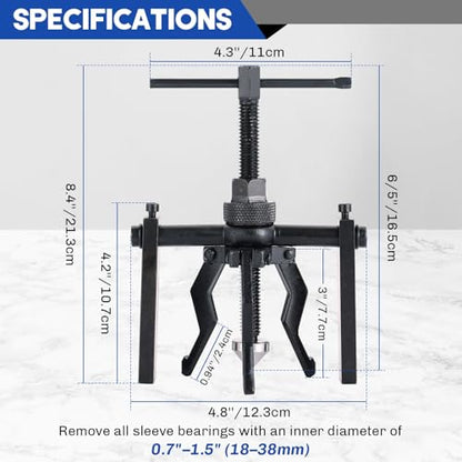 3 Jaw Inner Bearing Puller Set | Blind Bearing & Bushing Gear Extractor Kit Wheel Bearing Puller Kit, Pilot Gear Remover Tool for Motorcycle, Car & SUV