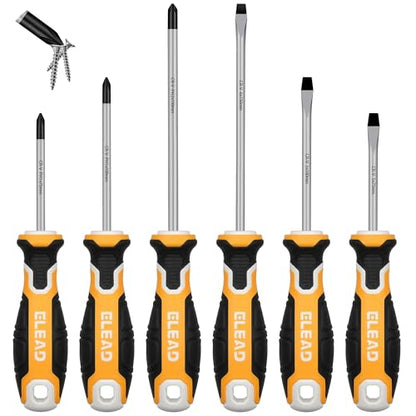 6-Piece Magnetic Screwdrivers Set, 3 Phillips and 3 Slotted Tips Professional Cushion Grip Screwdriver Set - style: 6-Piece Magnetic Screwdriver Set