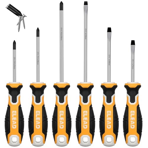 6-Piece Magnetic Screwdrivers Set, 3 Phillips and 3 Slotted Tips Professional Cushion Grip Screwdriver Set - style: 6-Piece Magnetic Screwdriver Set