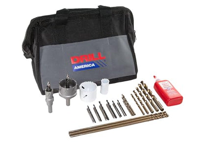 Drill America 35 Pc Locksmith Tool Kit – Hole Cutter, Drill & Tap Set w/Popular Hole Saws, Cutters, Taps, Cobalt Drill Bits, Cutting Fluid & Storage Bag, KMZLOCK21