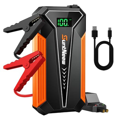 Jump Starter Power Bank 8000mAh (Up to 6.5L Petrol/5.0L Diesel),12V Battery Booster for Cars, Trucks, SUVs & Motorcycles,Compact Design with LED Light & PD 18W USB -Orange