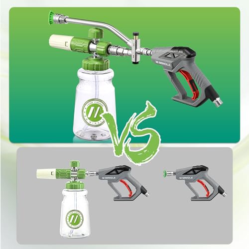 M MINGLE Foam Cannon for Pressure Washer with Dual-Connector Tool - Dual Lance Pressure Washer Wand for Adjustable Soap Cannon - M22 and 1/4" Quick Connect - 3600 PSI - size: 1 L
