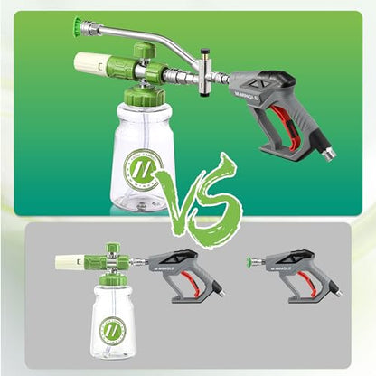 M MINGLE Foam Cannon for Pressure Washer with Dual-Connector Tool - Dual Lance Pressure Washer Wand for Adjustable Soap Cannon - M22 and 1/4" Quick Connect - 3600 PSI - size: 1 L