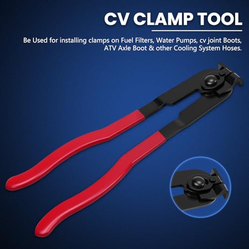 CV Boot Clamp Pliers Kit,Electrical Disconnect Pliers Fuel Filter Caliper with 10PCS Stainless Steel CV Boot Band Clamps