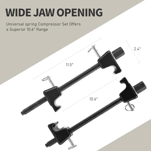 KOOPOOL Strut Spring Compressor Tool Set 2 Pack 11.5-inches Macpherson Spring Compression, 13/16-inch Socket 1/2-inch Drive Coil Spring Compressor Tool
