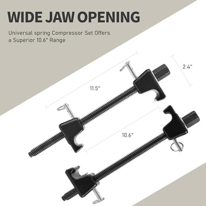 KOOPOOL Strut Spring Compressor Tool Set 2 Pack 11.5-inches Macpherson Spring Compression, 13/16-inch Socket 1/2-inch Drive Coil Spring Compressor Tool