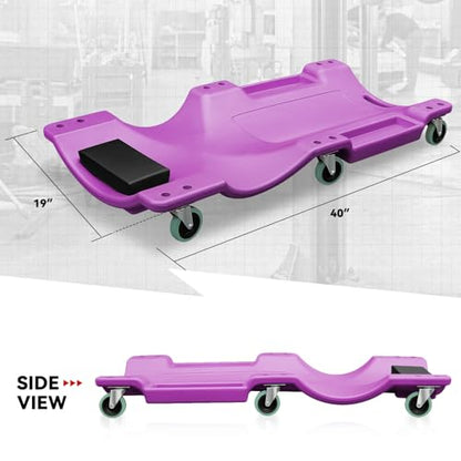 Auto Dynasty 40 Inches Mechanic Creeper, Automotive Garage Repair Low Profile Under Car Rolling Creeper with Padded Headrest, Plastic, Purple - color: Purple, size: 40" L
