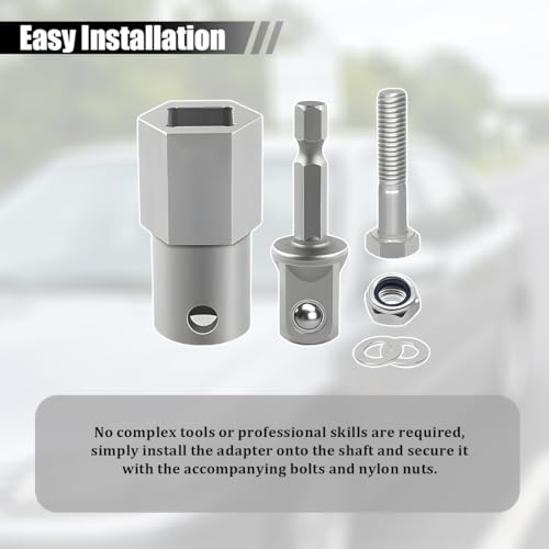 Trailer Jack Drill Adapter, Towing Vehicle Jack Crank Handle Cordless Power Drill Adapter Kit with 1/2" Socket, Auto Replacement Accessories, Universal for RV Campers Utility Trailer