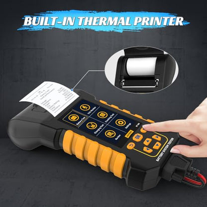 AUTOOL Car Battery Tester 12V 24V Automotive Battery Load Tester with Printer 20-2000CCA Alternator Tester, Cranking & Charging & Leakage Test, 3.2" Screen with Data Review Reverse Polarity Protection