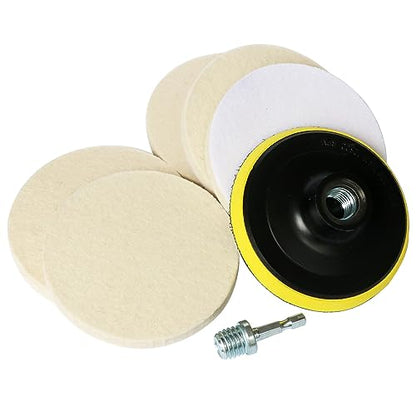 4 Inch Wool Felt Polishing Pad Buffing Wheel Kit for Drill,Fine Polishing of Metal Glass Stone (7)