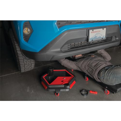 Performance Tool W4074 2 in 1 Drain Pan and Tool Caddy - Conveniently Collects Oil and Organizes Tools for Automotive Repairs - style: 2 In 1 Drain Pan Tool Caddy