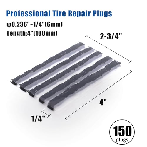 Tire Plugs Heavy Duty (4", 150pcs).Tire Repair Strings for Puncture Repair are Suitable for Tubeless Tires Car, Light Truck, Motorcycle, ATV, UTV. etc.…