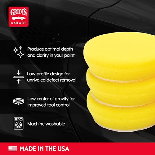 Griot's Garage 2” Perfecting Foam Pads for Car Polishing and Detailing, Buffing Pads for Paint Correction, Polishing, and Waxing, Yellow, Set of 4 - size: 2 Inch Pads (Set of 4)