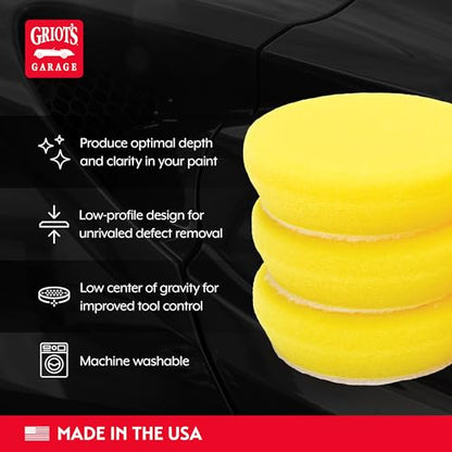 Griot's Garage 2” Perfecting Foam Pads for Car Polishing and Detailing, Buffing Pads for Paint Correction, Polishing, and Waxing, Yellow, Set of 4 - size: 2 Inch Pads (Set of 4)