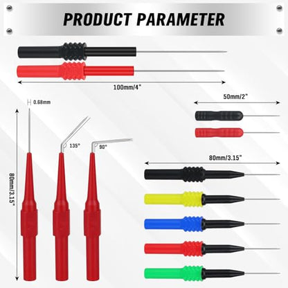 SWANLAKE 43-Piece Back Probe Kit, 30A Multi-Angle Test Probe, 4mm Banana Plug to Copper Alligator Clips, U-Shaped Connectors, Automotive Electrical Circuit Diagnosis Car Repairing Tools - color: 43PCS Milti-color