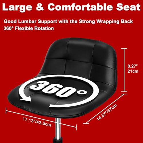 Rolling Stool with Wheels, Adjustable Shop Stool Mechanic Seat, Garage Shop Roller Work Chair, Mobile Rolling Seat with Tool Tray, 2 Cup Holders, 4" Casters, 350 LBS, Heavy-Duty, Black - color: Black