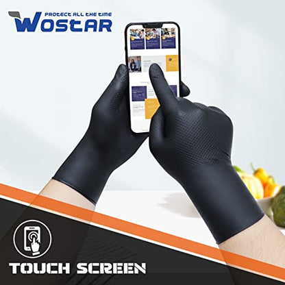Wostar Black Nitrile Disposable Gloves Medium 8 Mil 100Pcs Latex & Powder-Free Industrial Raised Diamond Texture Black Gloves - color: Black Medium 8mil 100pcs, size: Medium ( 100pcs a box)